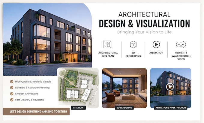 architectural site plan, 3d renderings animation property walkthrough video
