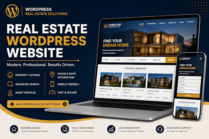 a professional real estate wordpress website with listings