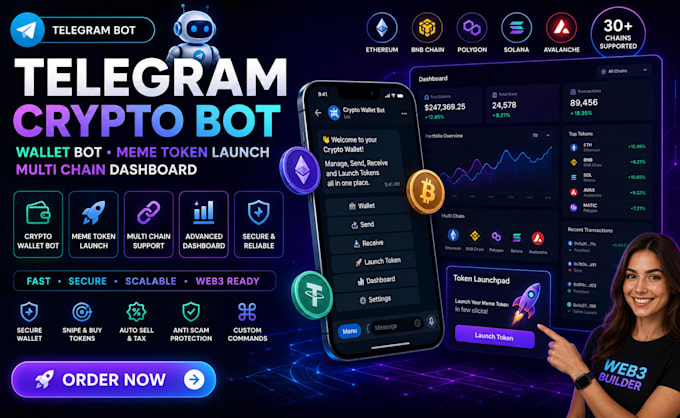 build telegram crypto wallet bot crypto meme token launch multi chain dashboard