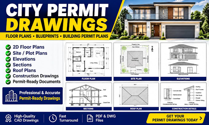 create city permit drawings, floor plans,blueprints and building permit plans