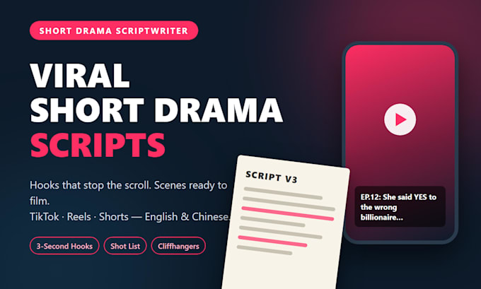 write a viral short drama script or video script for your reels