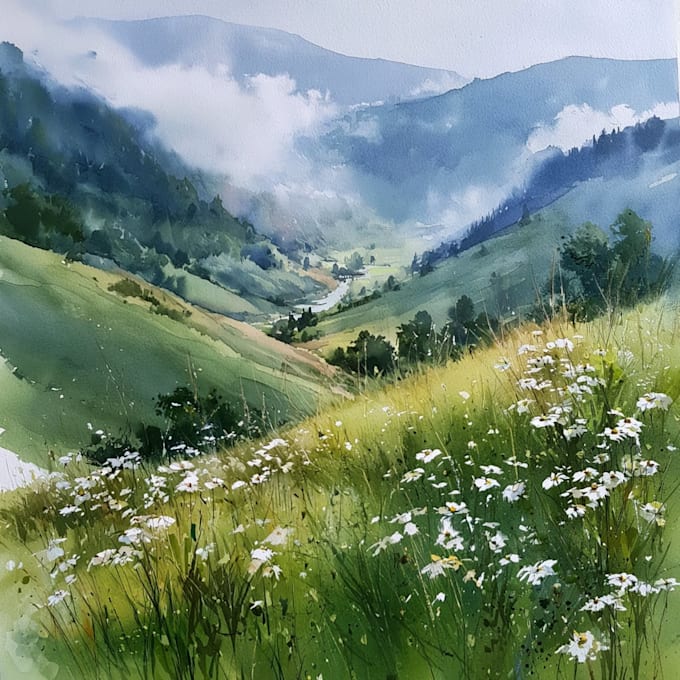 paint landscapes in watercolor