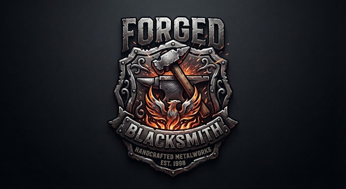 design a powerful and rugged blacksmith logo