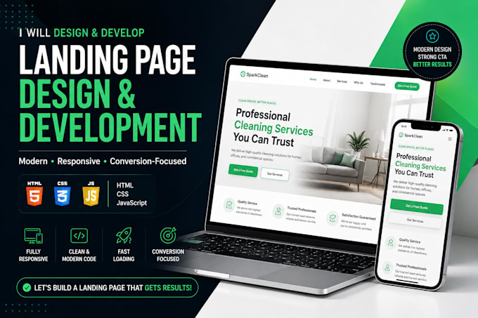 create a responsive HTML landing page or HTML website