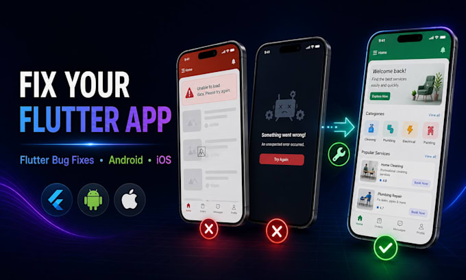 fix bugs and errors in your flutter android and ios app