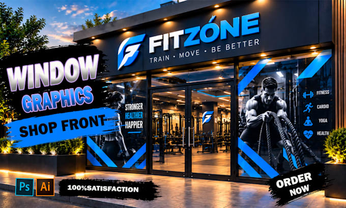 design creative shopfront or storefront window graphics