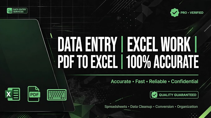 do data entry, excel data entry, pdf to excel and fast typing work