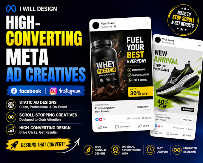 design high converting static ads and meta ad creatives