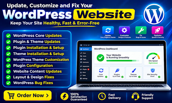 update, customize and fix your wordpress website