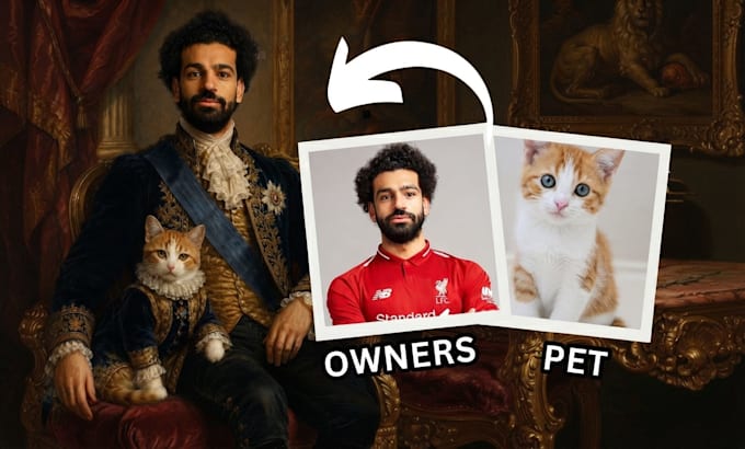 create a royal portrait of you and your pet