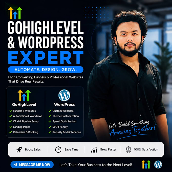 create wordpress website and automation with gohighlevel
