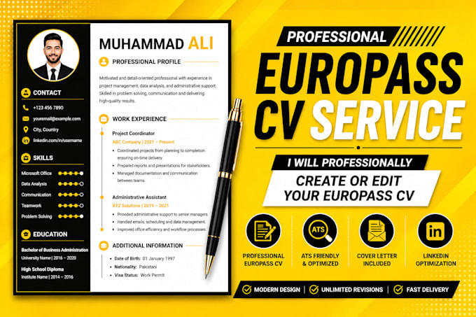 professionally create or edit your europass CV
