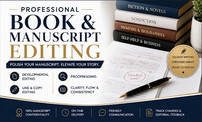 be your book editor for manuscript edi ting line editing and proofreading