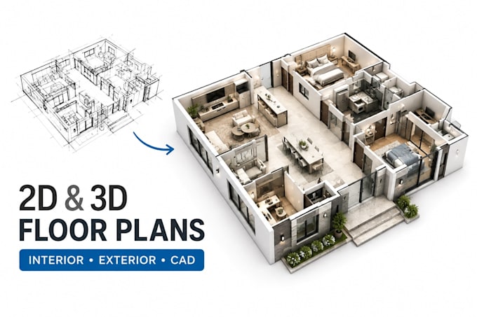 convert your 2d floor plan into a 3d house plan