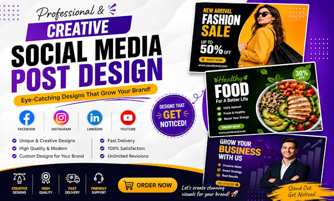 design social media posts, instagram post, facebook post, ads, banners