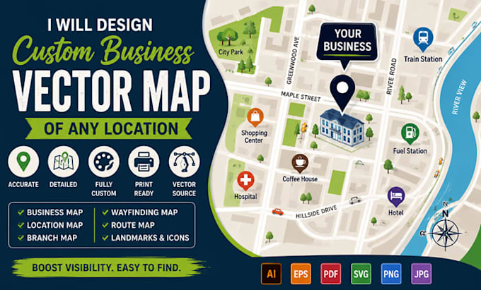 design a custom business vector map of any location