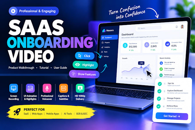 create a saas onboarding video, product walkthrough and tutorial