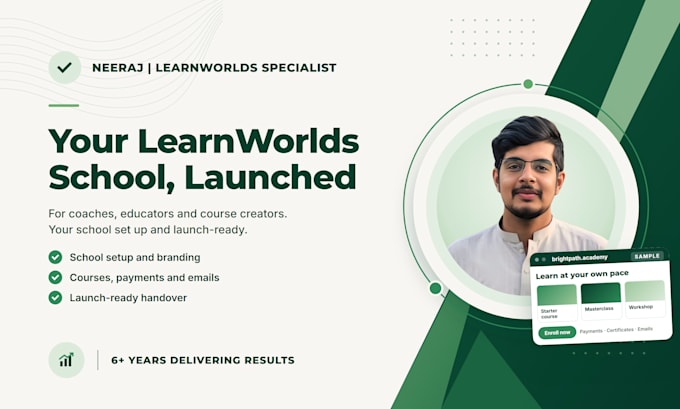 set up your learnworlds school, upload your online course and launch it