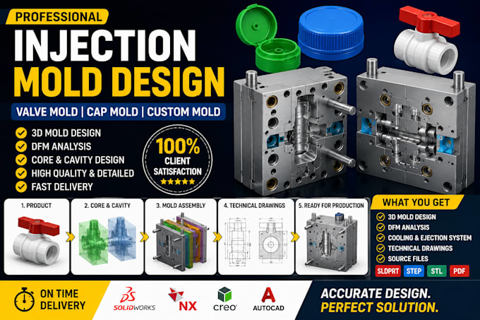 design valve and cap injection molds for manufacturing
