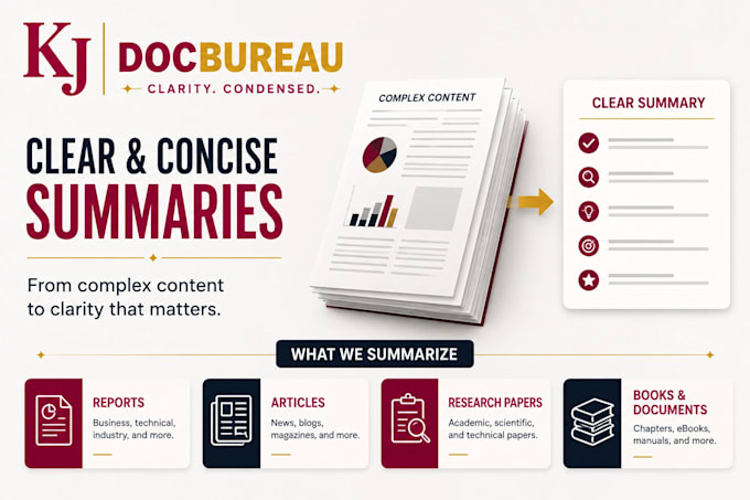 summarize reports, articles, research papers and documents