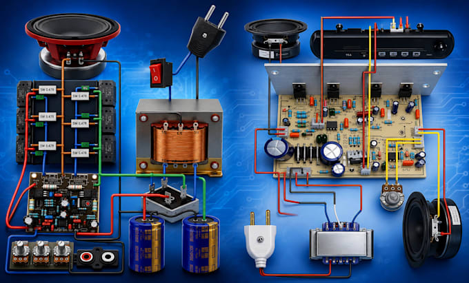 analog audio pcb design for guitar effects,mic preamp,amplifier and audio device