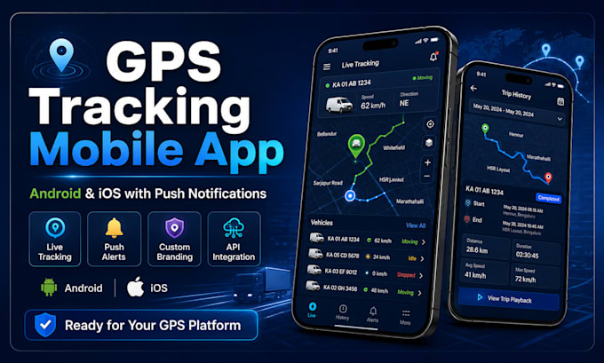 develop gps tracking mobile app with push notifications for android and ios