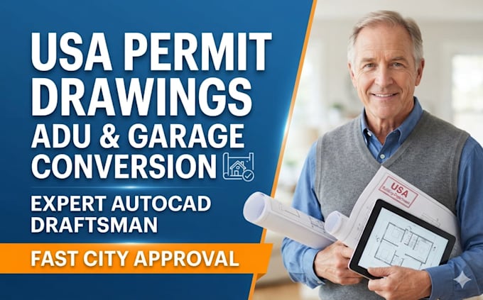 draw adu plans and garage conversion drawings for city permit