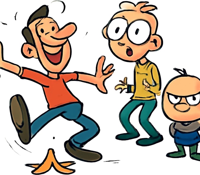 draw a cartoon characters in a funny sketch