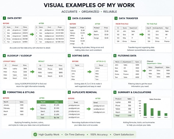 provide accurate and efficient data entry and excel spreadsheet services