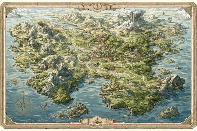 draw a fantasy map illustration