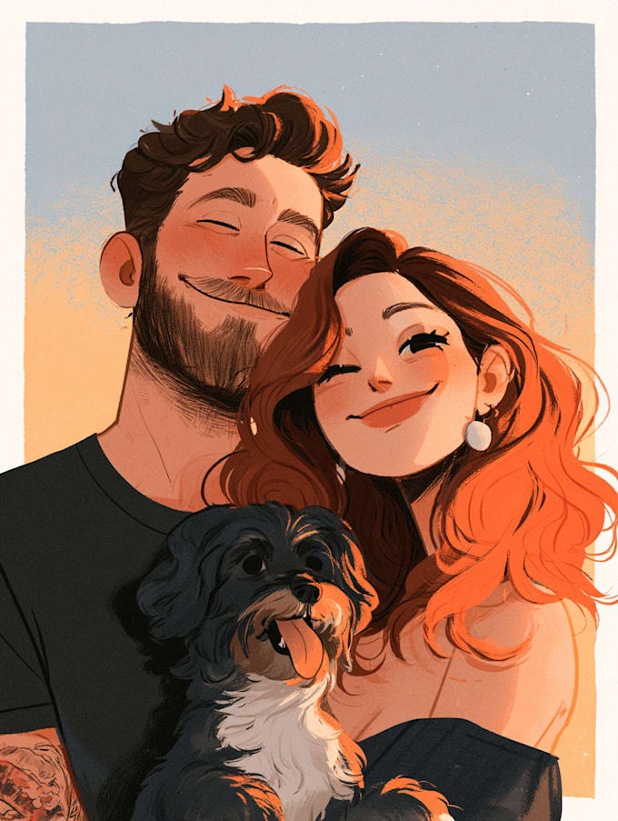 draw couple portrait illustration from photo