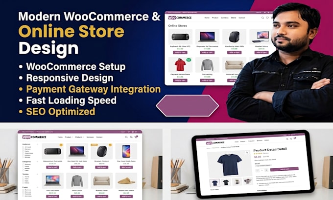 design modern woocommerce store or online shop