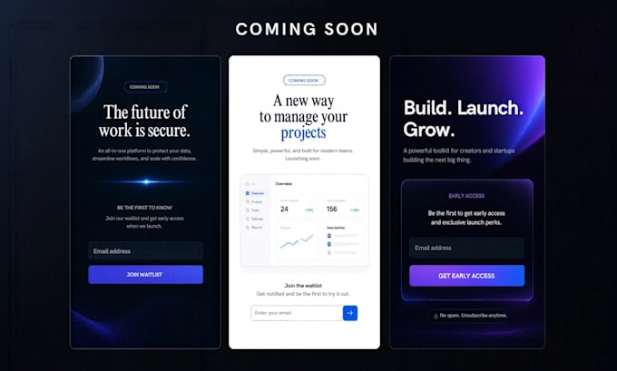 design a high converting coming soon landing page, waitlist page