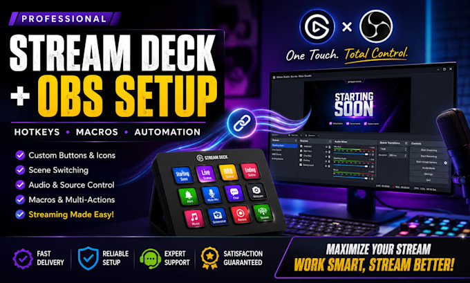 setup stream deck with obs hotkeys, scenes and custom macros