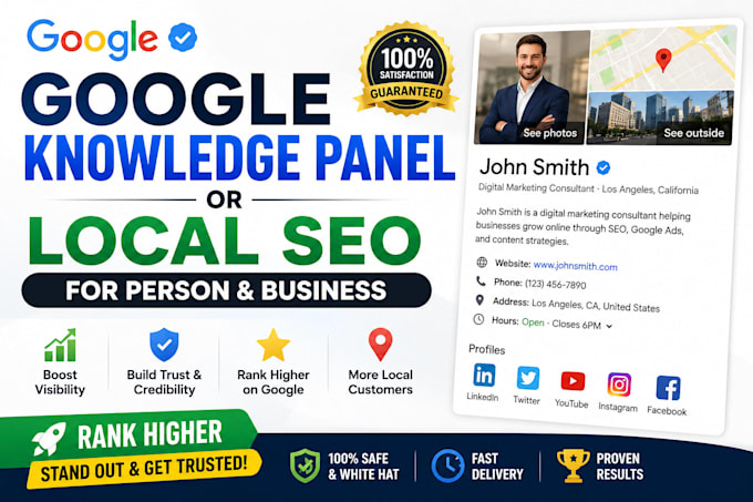 create google knowledge panel or local SEO for person and business