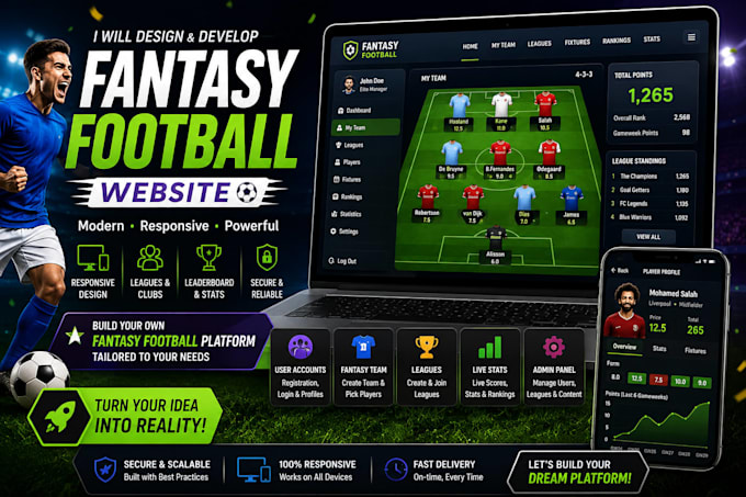 develop a professional fantasy football website