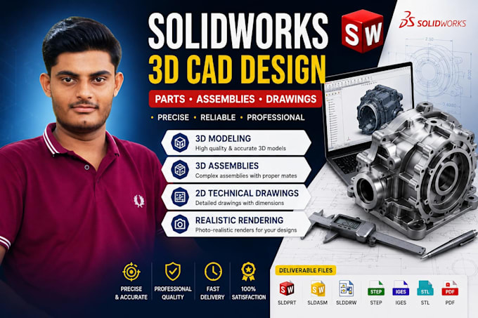 3d cad designs and 3d printing designs using solidworks