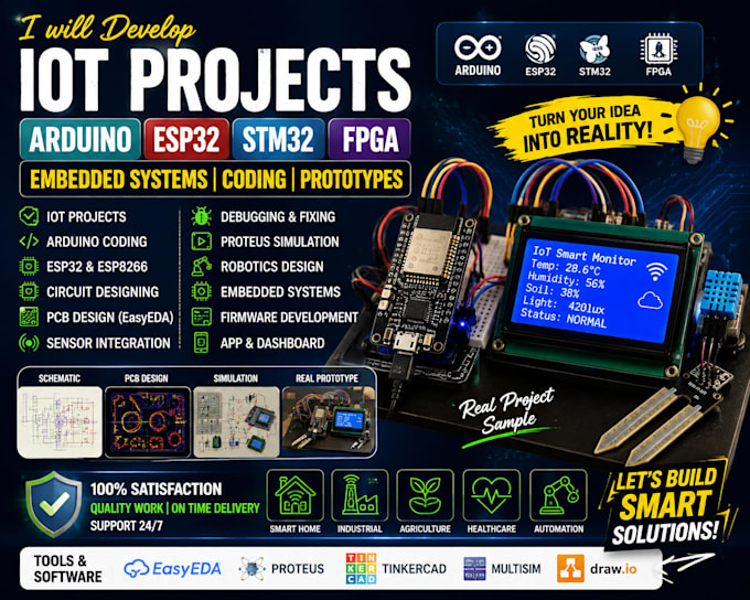 Do iot project arduino programming esp32 s3 smt32 coding fpga embedded ...