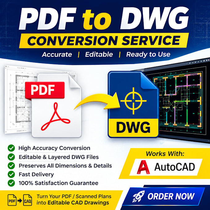 convert PDF and image to autocad dwg drawing