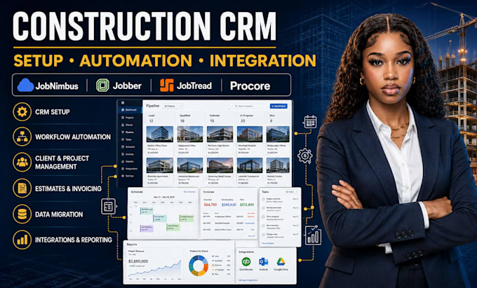 setup jobber jobnimbus procore buildertrend construction CRM automation