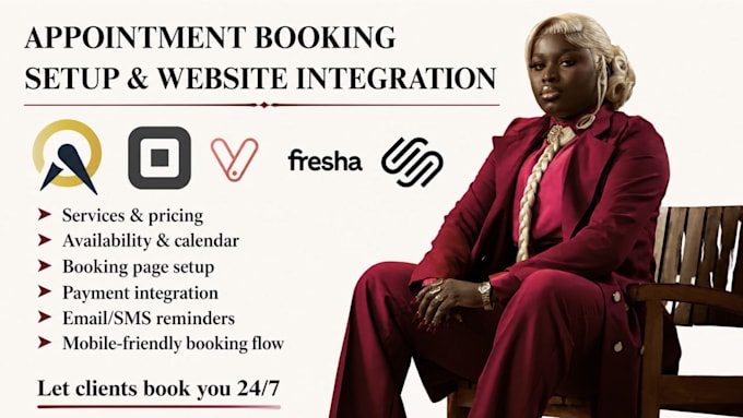 set up acuity vagaro fresha appointment booking square squarespace website