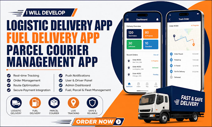 develop logistic delivery app fuel delivery app parcel courier management app