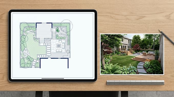 hardscape deck patio site plan permit drawing cad 3d landscape design rendering