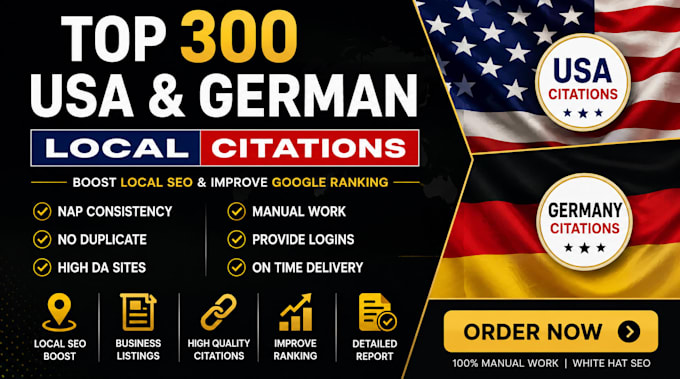 do 300 USA german local citations and directory submission