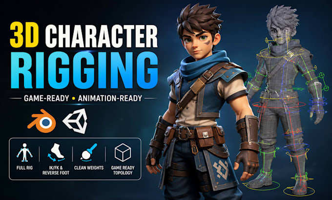 create blender 3d character modeling and rigging for game character animation
