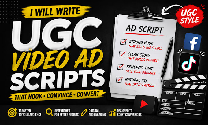 write ugc video ad scripts for your product or ecommerce brand