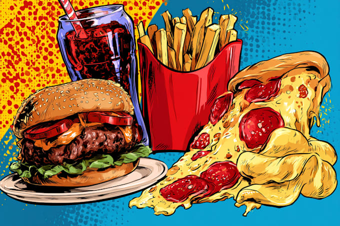 make a food pop art illustration