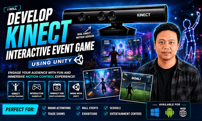 develop kinect interactive event game using unity
