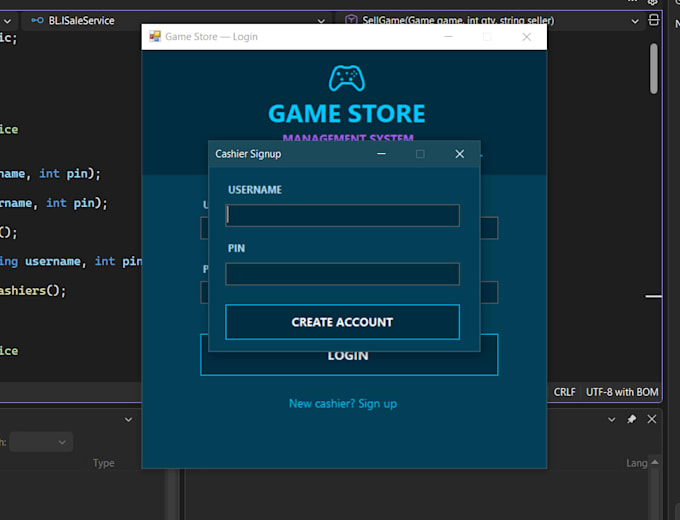 develop a c sharp game store application with oop and database