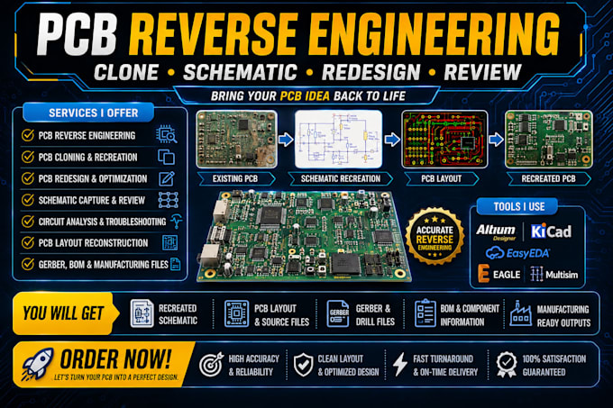 pcb reverse engineer pcb cloning pcb redesign schematic review modify pcb layout